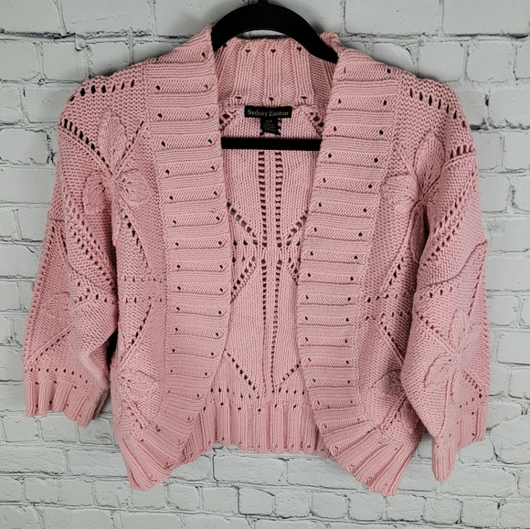 Sydney Easton Sweaters - SYDNEY EASTON | vintage floral knit cropped half sleeve open bolero cardigan